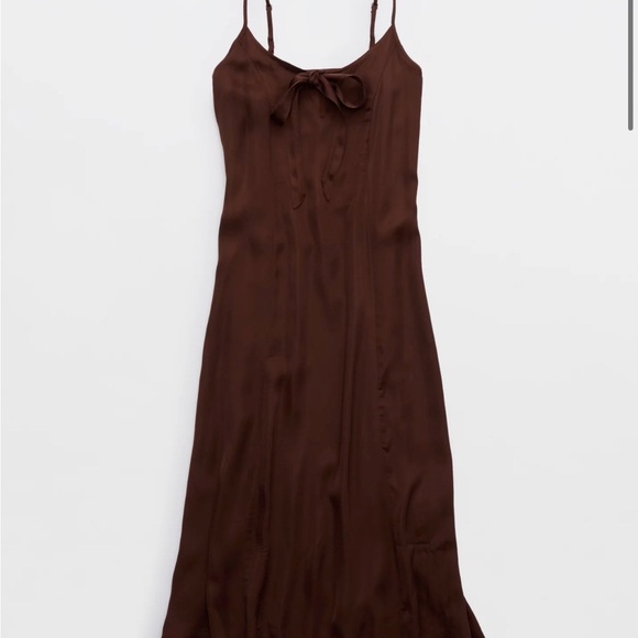 aerie Dresses & Skirts - Brown Satin Slip Dress (NWT)
